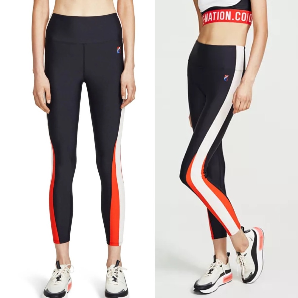 P.E NATION World Series Color Block Leggings Black Pink Red Size Small